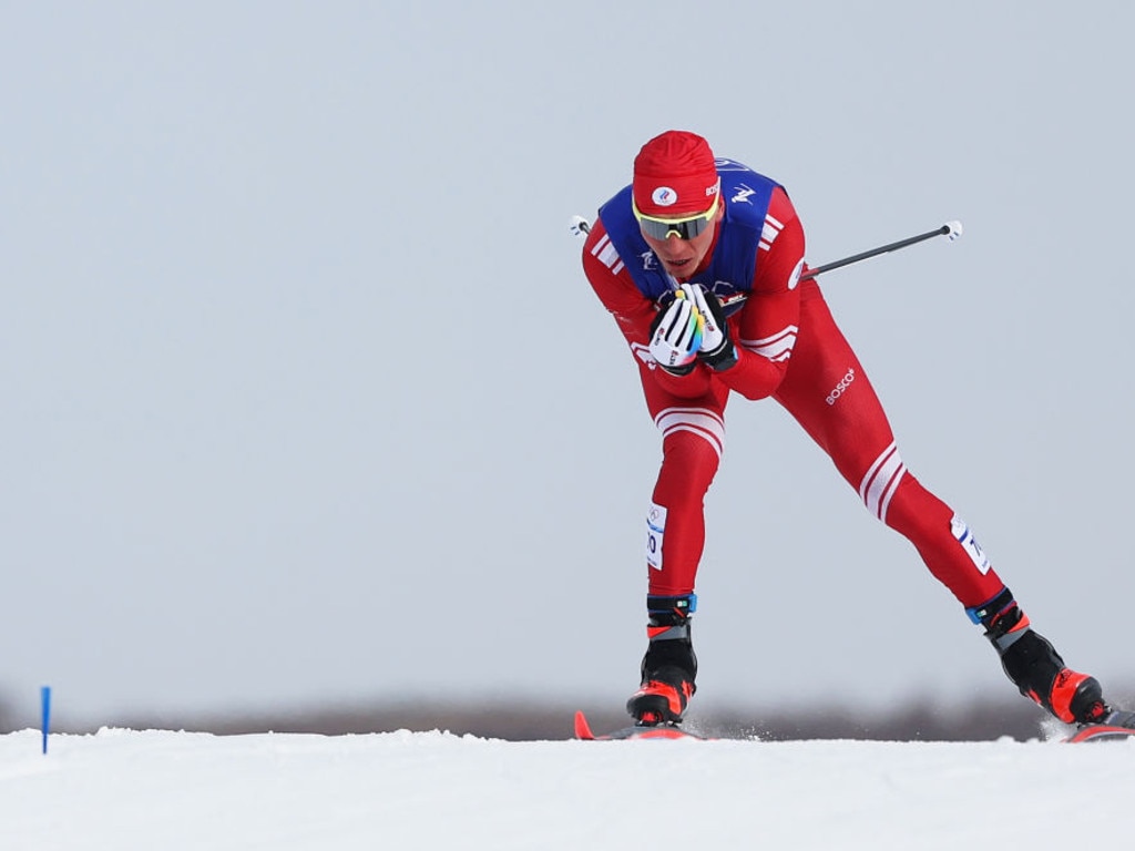 Alexander Bolshunov of Team ROC competes during the Men's Cross-Country Skiing.