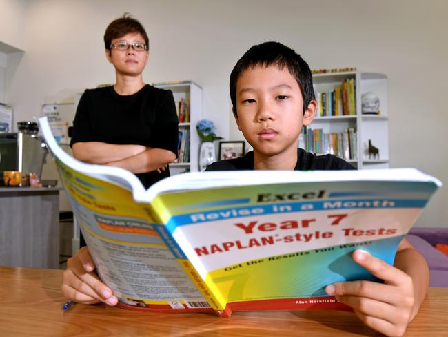 Irene Tian and her son Brighten Guan. Picture: John Gass