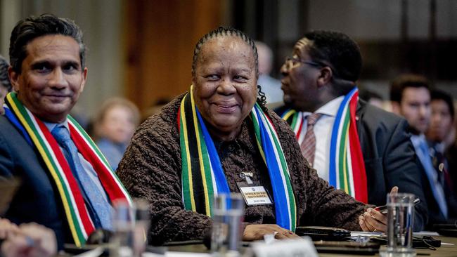 South African Minister of International Relations and Cooperation Naledi Pandor attends the verdict announcement of the ICJ in the genocide case against Israel.