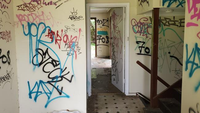 Inside the derelict house in a prime Beach Rd, Beaumaris location. Picture: Shaun Campbell