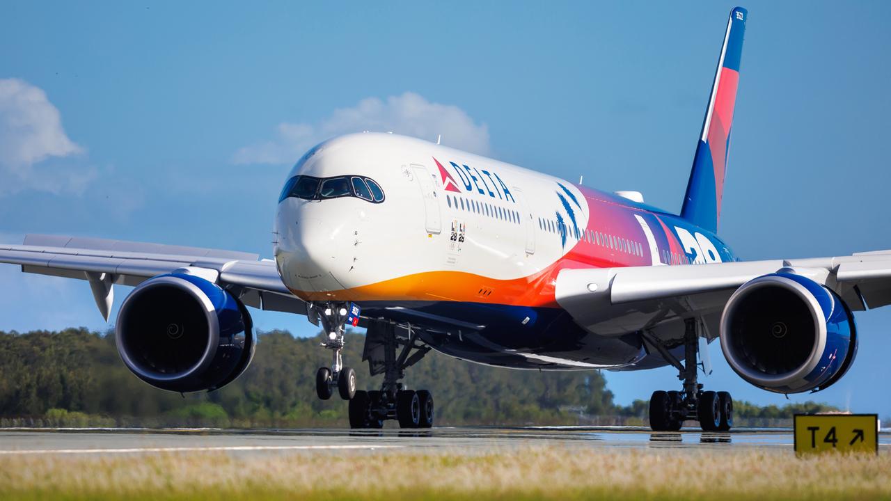 The inaugural flight was extra special as it was operated by Delta’s LA28 Olympic livery aircraft. Picture: Josh Woning/ J&amp;A Photography