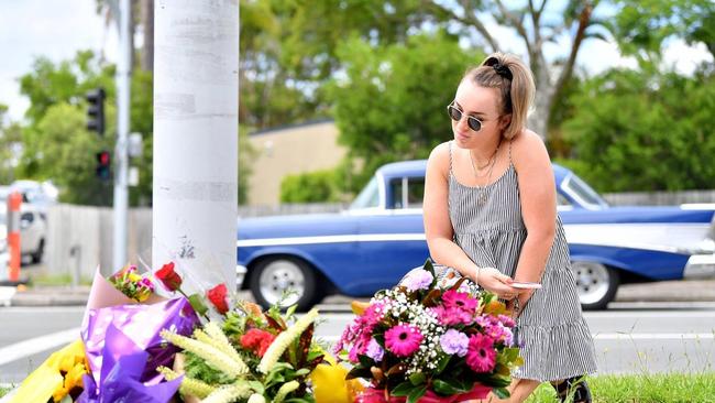 Floral tributes for the couple at Alexandra Hills.