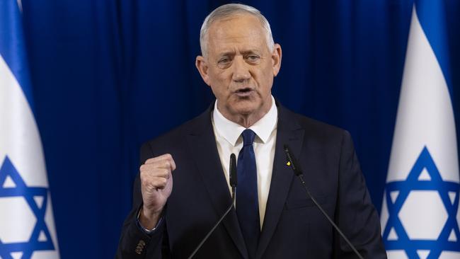 Benny Gantz, a member of the country's wartime cabinet, announces his resignation during a press conference in Tel Aviv, Israel.