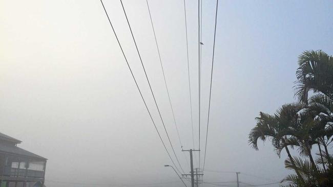 Gympie has woken to a layer of thick fog covering the region; as seen from the top of Nash St at 7.30am this morning. Picture: Frances Klein