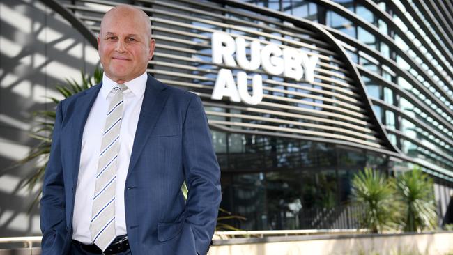 Interim CEO Rob Clarke at Rugby Australia headquarters in Sydney. Picture: AAP