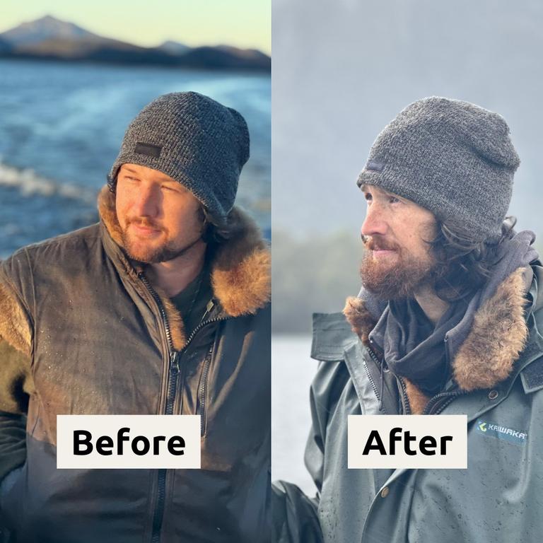 Alone Australia winner Shay before and after his time in the bush.