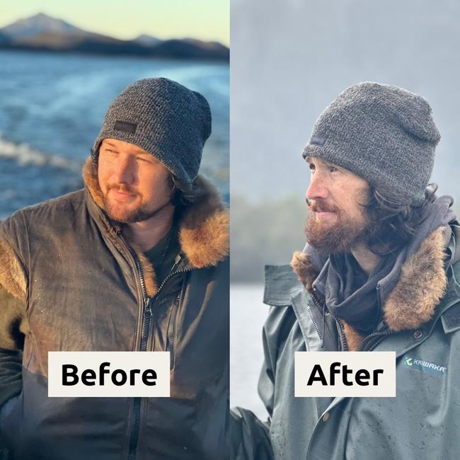 Alone Australia winner Shay before and after his time in the bush.