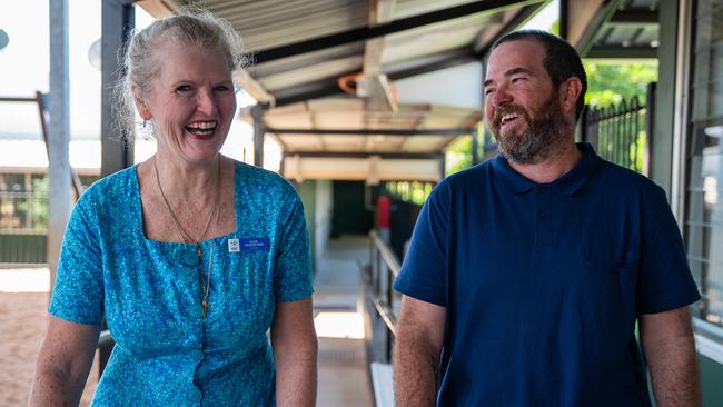 Leanyer School principal Leah Crockford and teacher Chris Charman are expecting about 2000 people to attend the school’s birthday bash. Picture: Pema Tamang Pakhrin