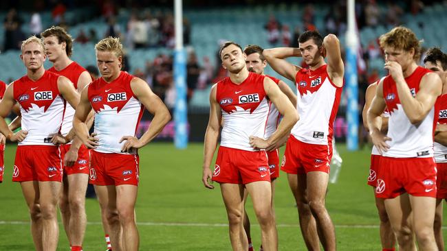 The Swans are under the pump ahead of a blockbuster game against the Pies next week. Picture: Phil Hillyard