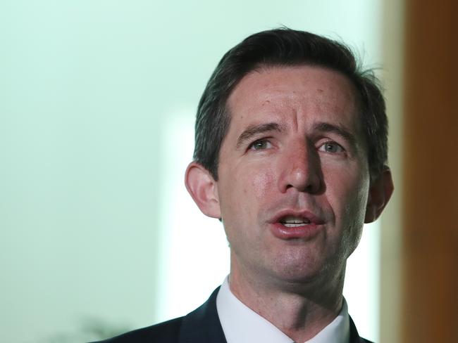 Minister for Trade Senator Simon Birmingham at Parliament House in Canberra. Picture Kym Smith