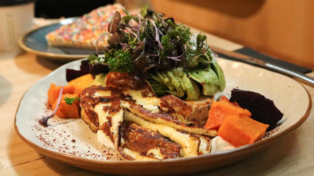 Sweetbrew's avocado toast, made with homemade gluten-free sunflower seed toast, sumac labneh, maple roast butternut pumpkin, roasted beetroot, and onion jam, is a wholesome, tasty option. Picture: Stephanie Dalton