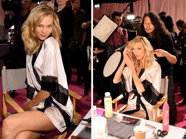 Karlie Kloss seen backstage prior the 2014 Victoria's Secret Fashion Show.