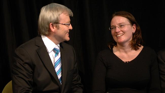 Cynthia Banham, pictured with then-PM Kevin Rudd, is a Sydney Swans ambassador.