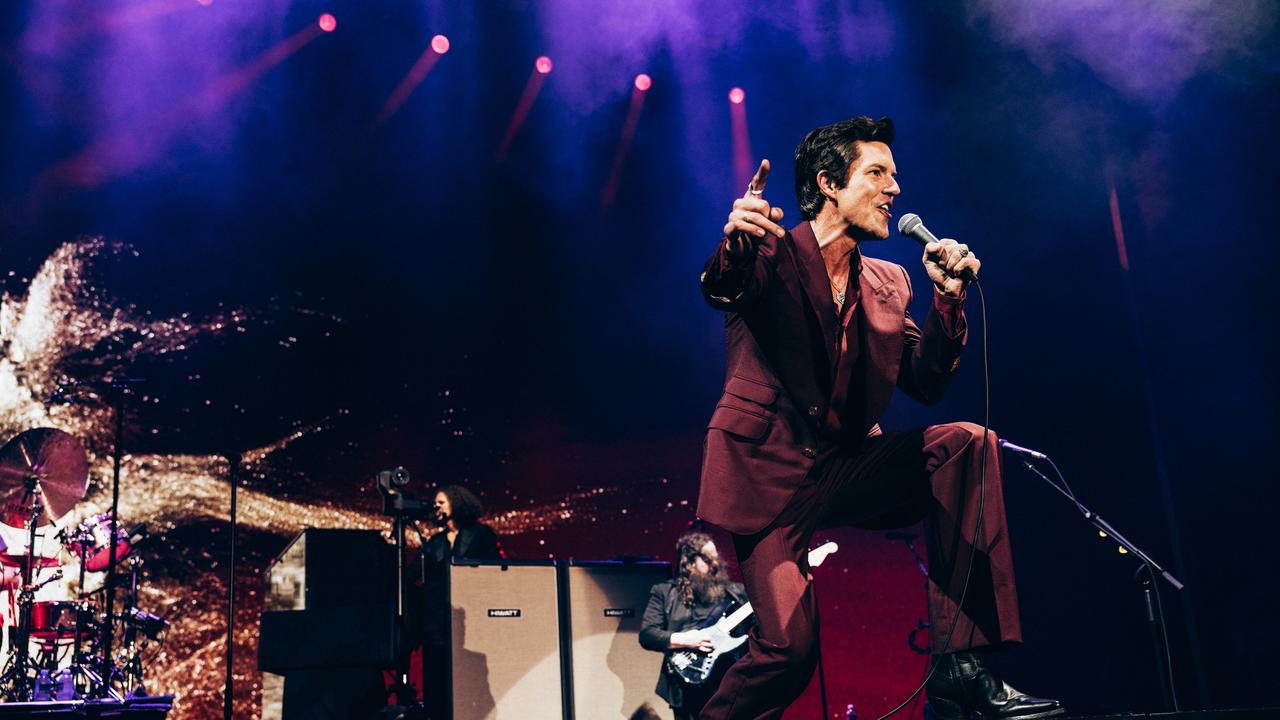 Brandon Flowers of The Killers performing at the Rebel Diamonds concert at Queensland Country Bank Stadium in Townsville on Saturday night in the first of six Australian concerts. Picture: Supplied