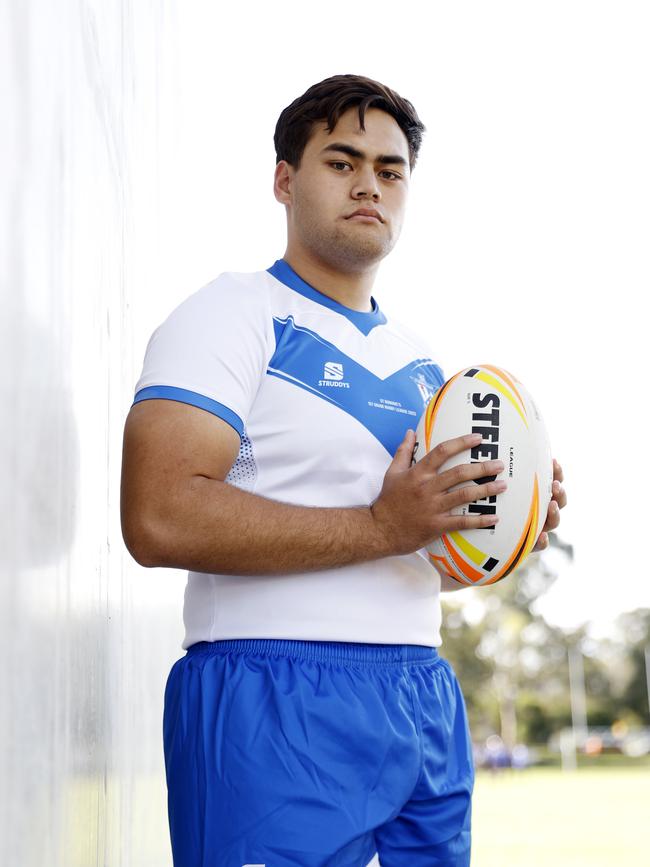 St Dominic’s College forward Connor Autagavaia ahead of the Peter Mulholland Cup. Picture: Jonathan Ng