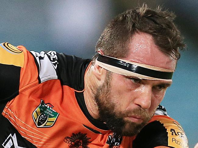 Pat Richards of the Tigers converts a try from the sideline during the Canterbury Bulldogs v Wests Tigers NRL round 8 game at ANZ Stadium, Homebush. pic Mark Evans