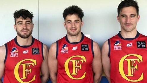 Brothers Nic, James and Tom Schwarz. Picture: Flinders Park Football Club