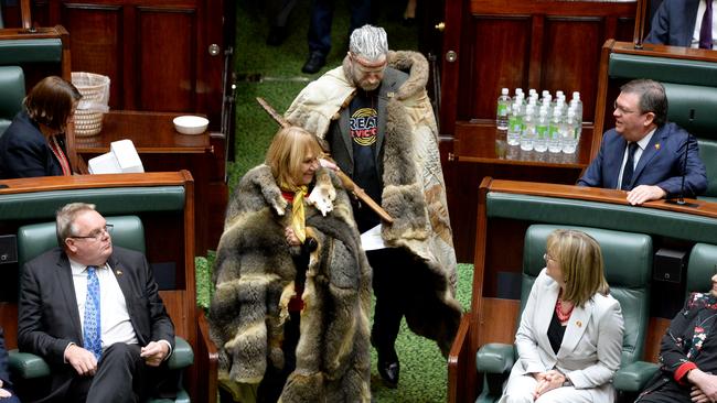 Geraldine Atkinson arrives to address the Victorian parliament in Melbourne Picture: NCA NewsWire / Andrew Henshaw