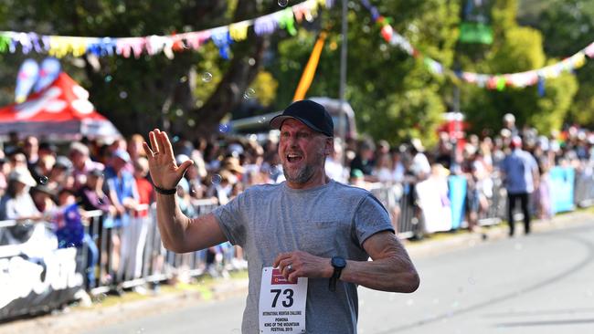 Pomona King of the Mountain Festival. Matt Golinski waves to the crowd.