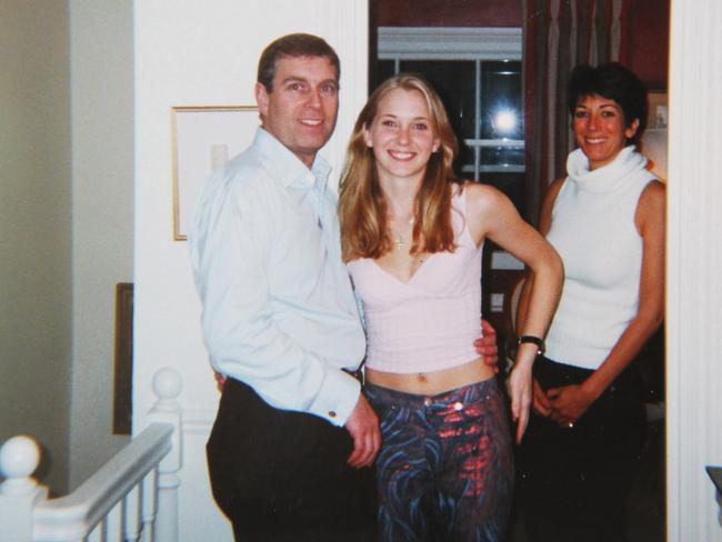 Prince Andrew and Virginia Roberts Giuffre at Ghislaine Maxwell's townhouse in London in 2001. Picture: Florida Southern District Court