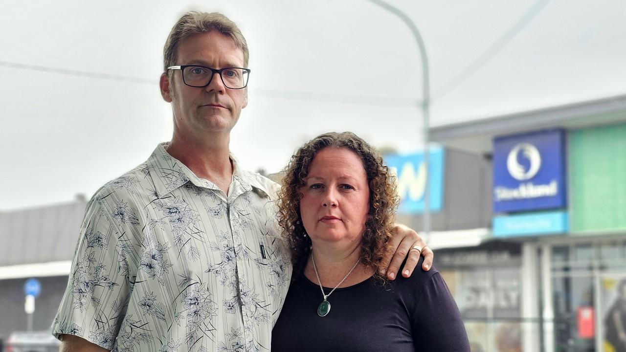 Arthur and Melissa Young-Florence outside Stocklands Shopping Centre where Melissa was targeted by youths in a stolen car. Picture: Natasha Emeck