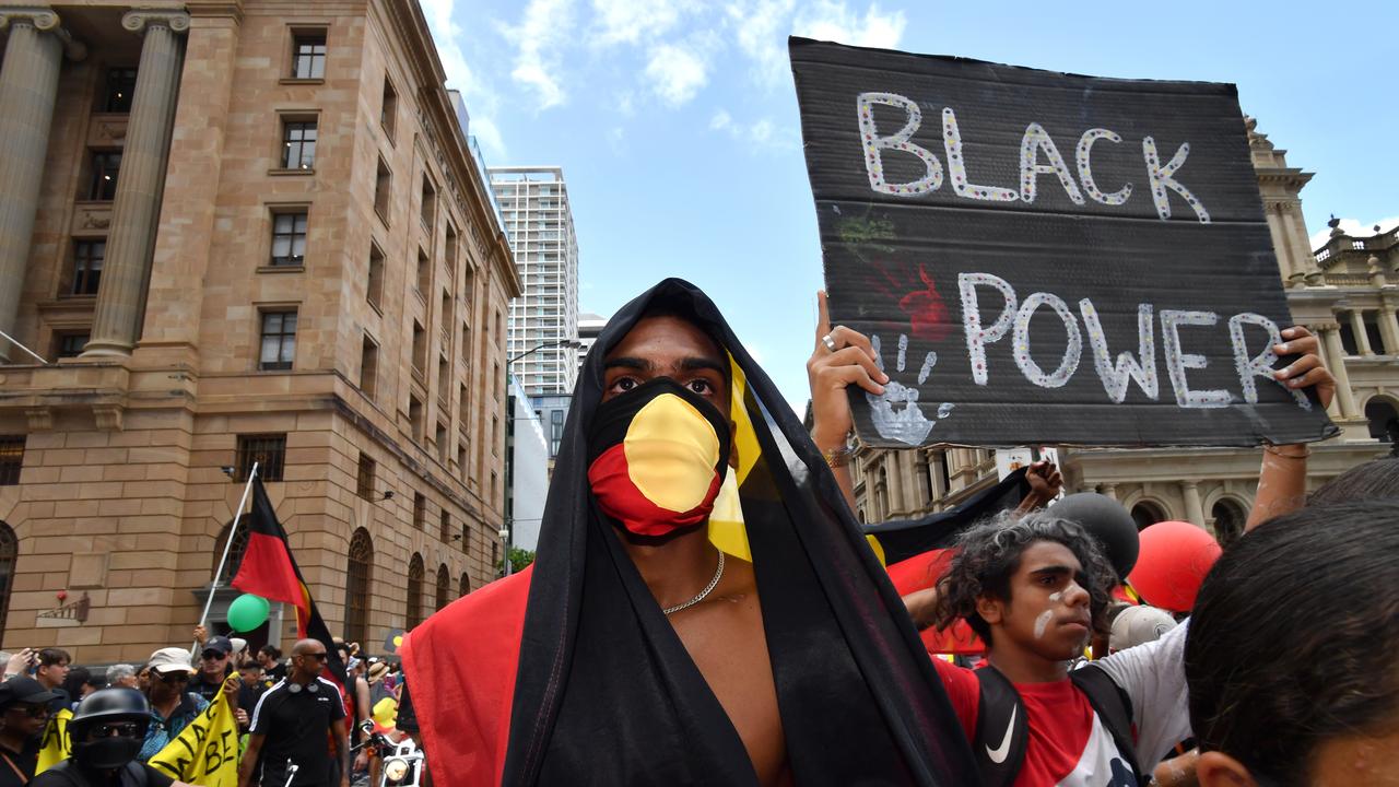 A 2020 Invasion Day rally in Brisbane. Picture: Darren England/AAP