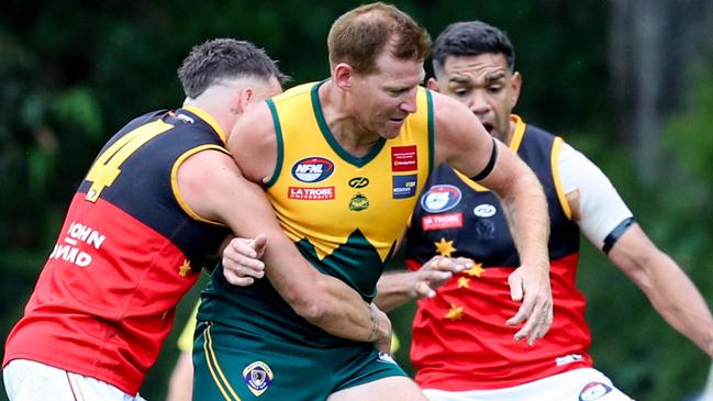 Shane Harvey in action for Kinglake against Fitzroy Stars. Picture: Field of View Photography