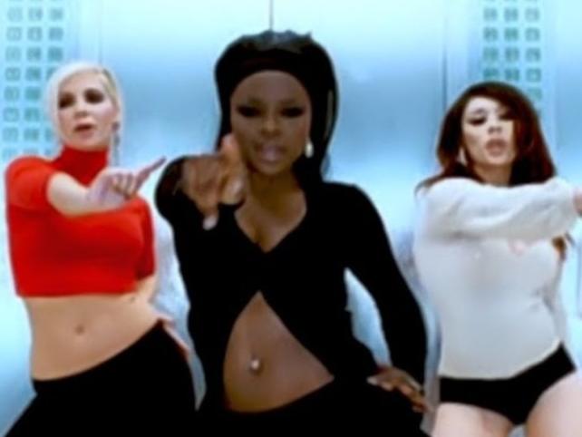 The Sugababes in the Push the Button video.