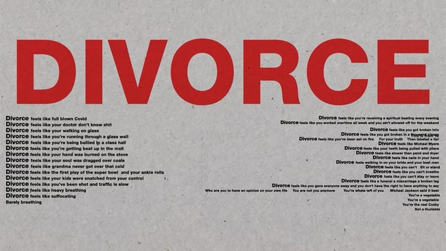 West shared this post about divorce on his Instagram. Picture: