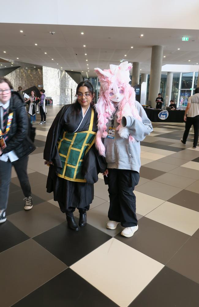 Suguru Geto (Dee) and Kig Fursuit (Lily) at the 2024 PAX Aus Convention at the Melbourne Convention and Exhibition Centre. Picture: Gemma Scerri