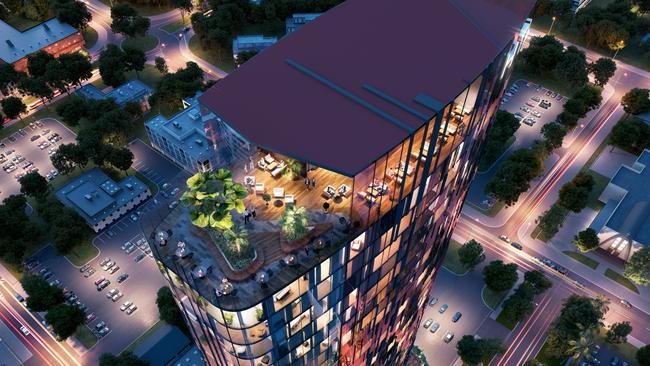 An artist's impression of the 38 storey luxury accommodation that is planned to be built in Darwin's CBD. PICTURE: Architecton