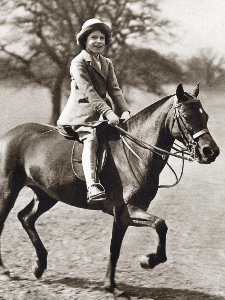 Princess Elizabeth riding her pony in Winsor Great Park, 1930s. The future Queen Elizabeth II (b1926) of Great Britain as a child. Picture: Ann Ronan Pictures/Print Collector/Getty Images