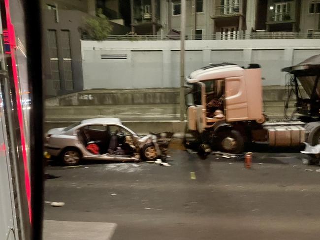 A driver is fighting for life after a head on collision on CityLink on Friday. Picture: Supplied