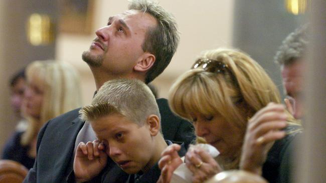 Peter and Martin Pochopien and Peter's mum, Christina Manuzewski, at Aneta’s funeral.