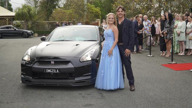 Students arriving in style for the 2024 Glasshouse Christian College formal at Flaxton Gardens.