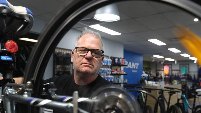 Leon at Giant Ormond working on a bike. Bicycle and equipment sales are soaring. Picture: GettyPicture: Getty