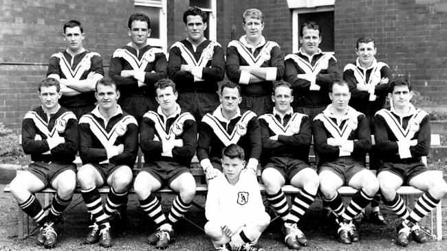 Dennis Meaney (back row, third from right) for Western Suburbs in 1963, with Jack Gibson, Noel Kelly and captain Arthur Summons.