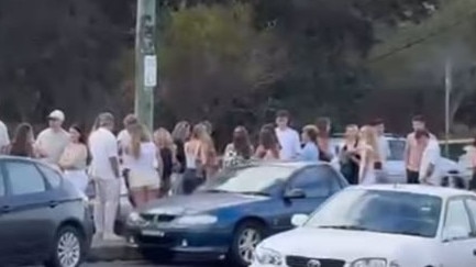 Insane line for the pub at 9am. Picture: Instagram@bondi_lines