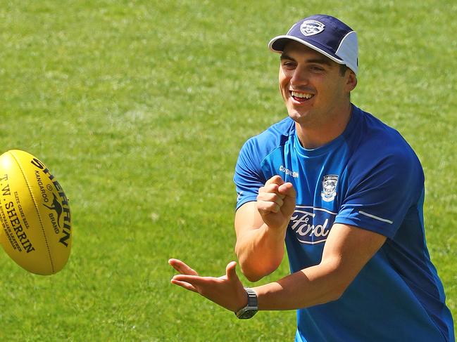 Shaun Mannagh at Geelong Cats training. Picture: Alison Wynd