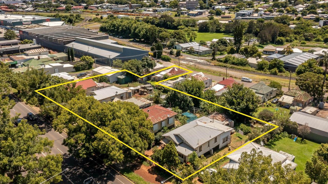 FOR SALE: A large parcel of residential land, featuring several properties close to the centre of Toowoomba, has hit the market.