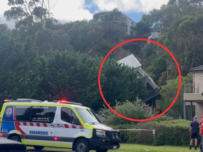 A person is injured after a house collapsed on the Mornington Peninsula. Picture: 7News