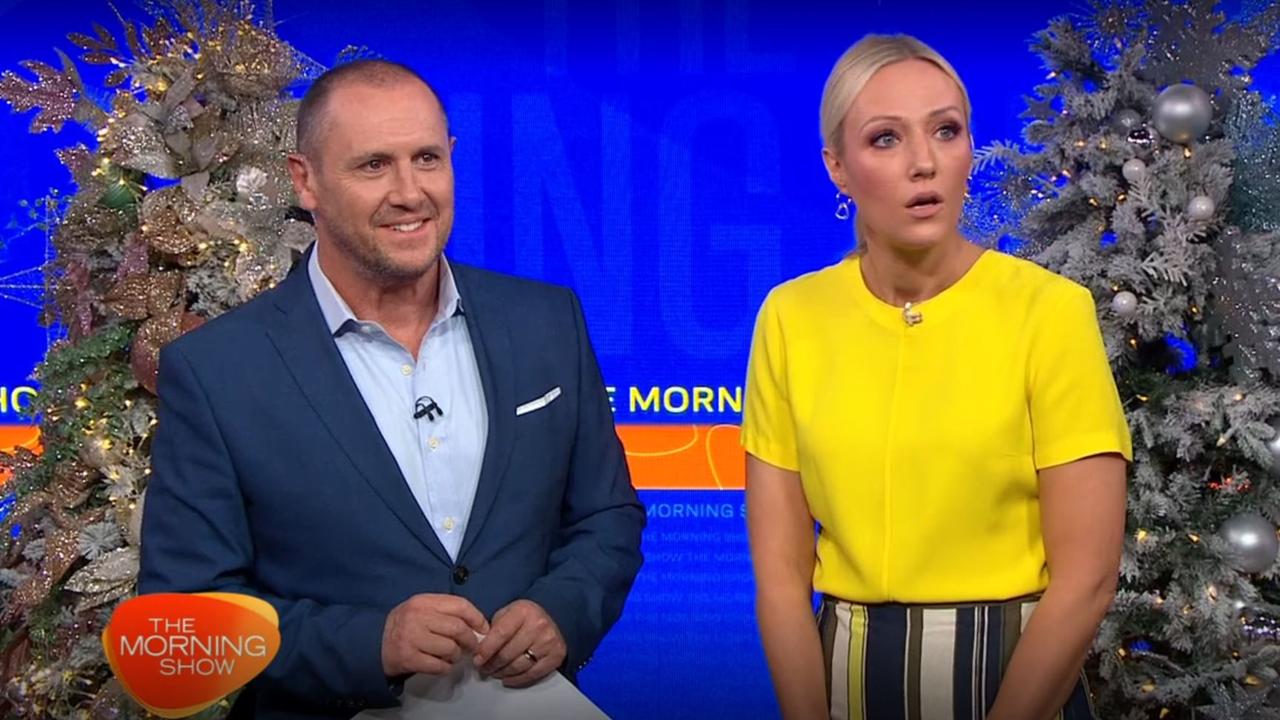 Emdur asked Bowrey if she just swore and she was surprised. Picture: The Morning Show/Channel 7