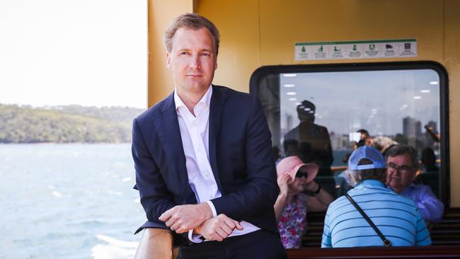 Protest to save Manly Ferry organised by James Griffin, Manly MP, to get people onboard the Manly Ferry.  Picture: Dylan Robinson