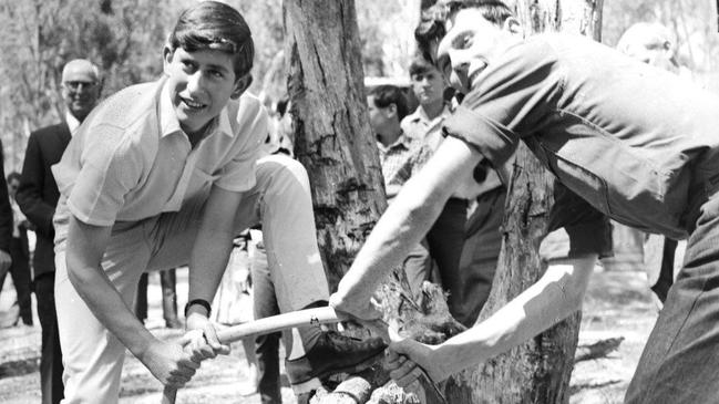 Prince Charles at Geelong Grammar's Timbertop campus, 1966.