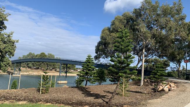 There are concerns jumpers off the footbridge connecting Lochside Drive to Corcoran Drive at West Lakes are risking their lives. Picture: PAULA THOMPSON