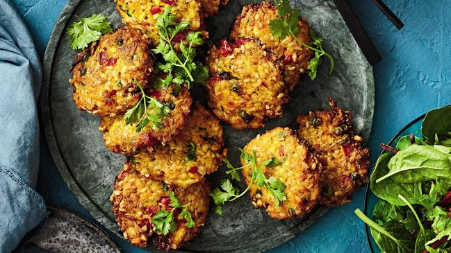 Curried tofu and vegetable patties. Picture: Supplied