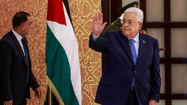 Palestinian Authority President Mahmud Abbas waves during a swearing-in ceremony of newly-appointed ministers. Picture: AFP