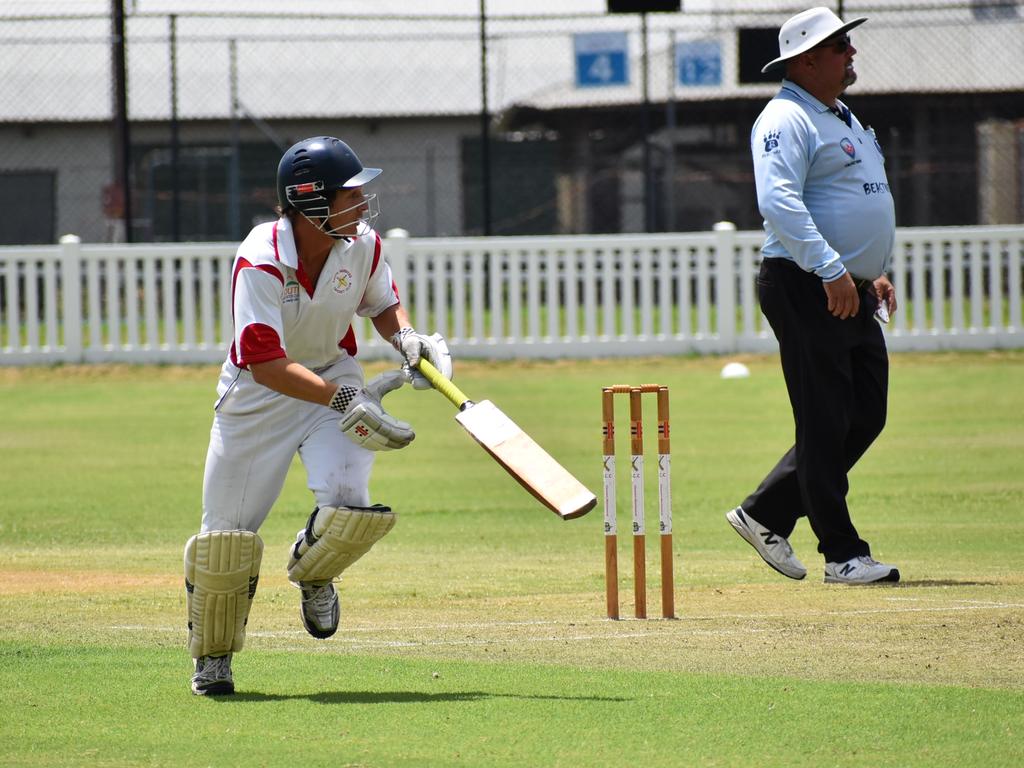 Joey Pigg running between the wickets for South Services against GDSC Easts/Westlawn Crown Hotel at Ellem Oval on Saturday, February 5, 2021.