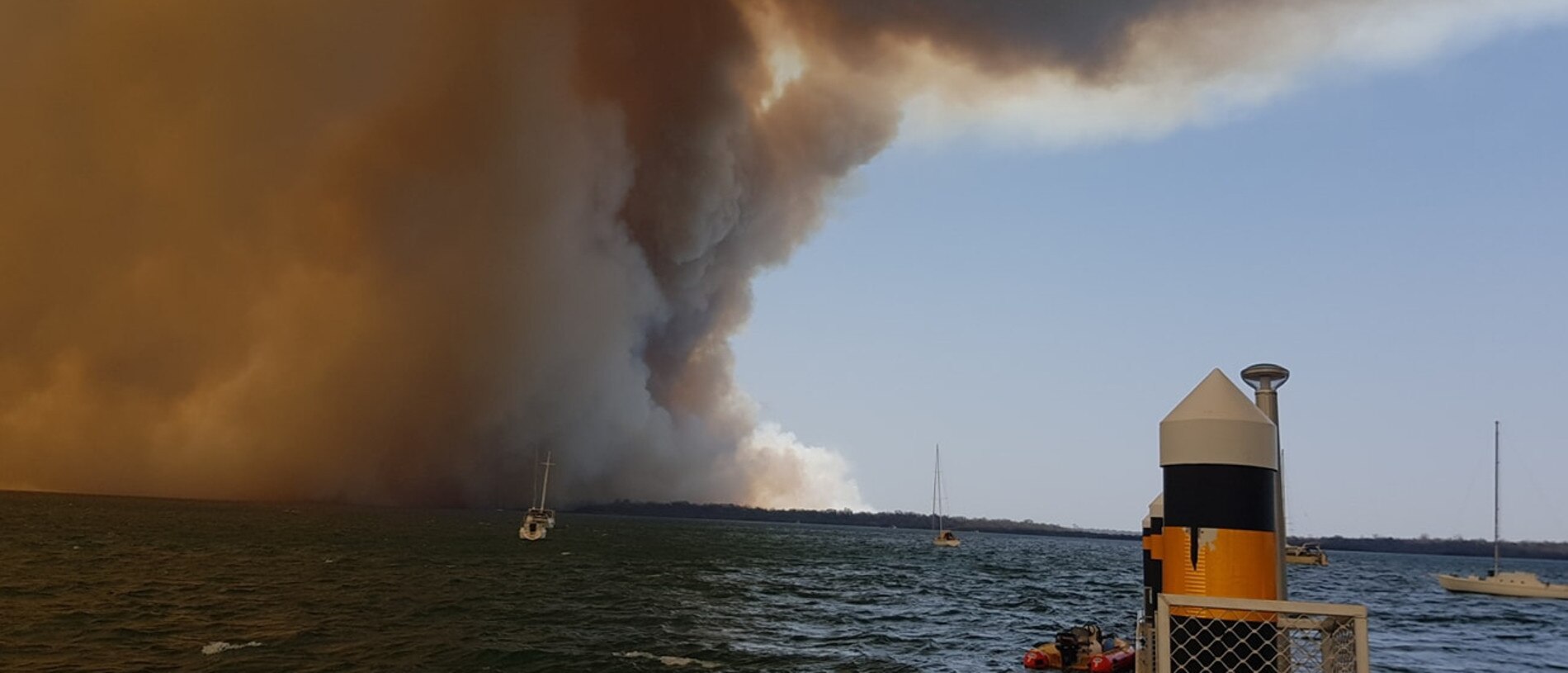 A view of the Woodgate fire from Burrum Heads on the Fraser Coast. Picture: Daraz Aranka/Facebook