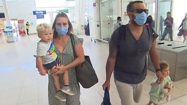 The Zavros family on the way home after their ordeal. Picture: 7 News